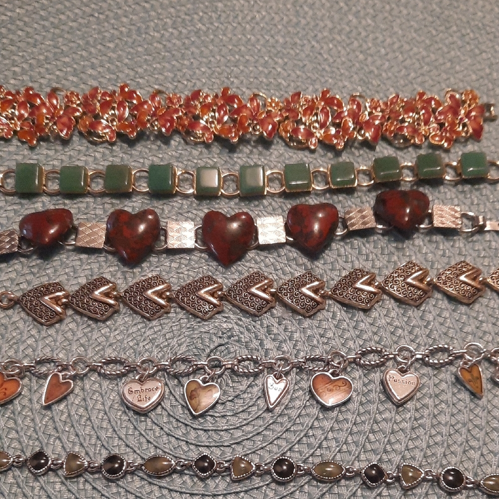 Elegant Silver and Gold Heart Bracelet Set